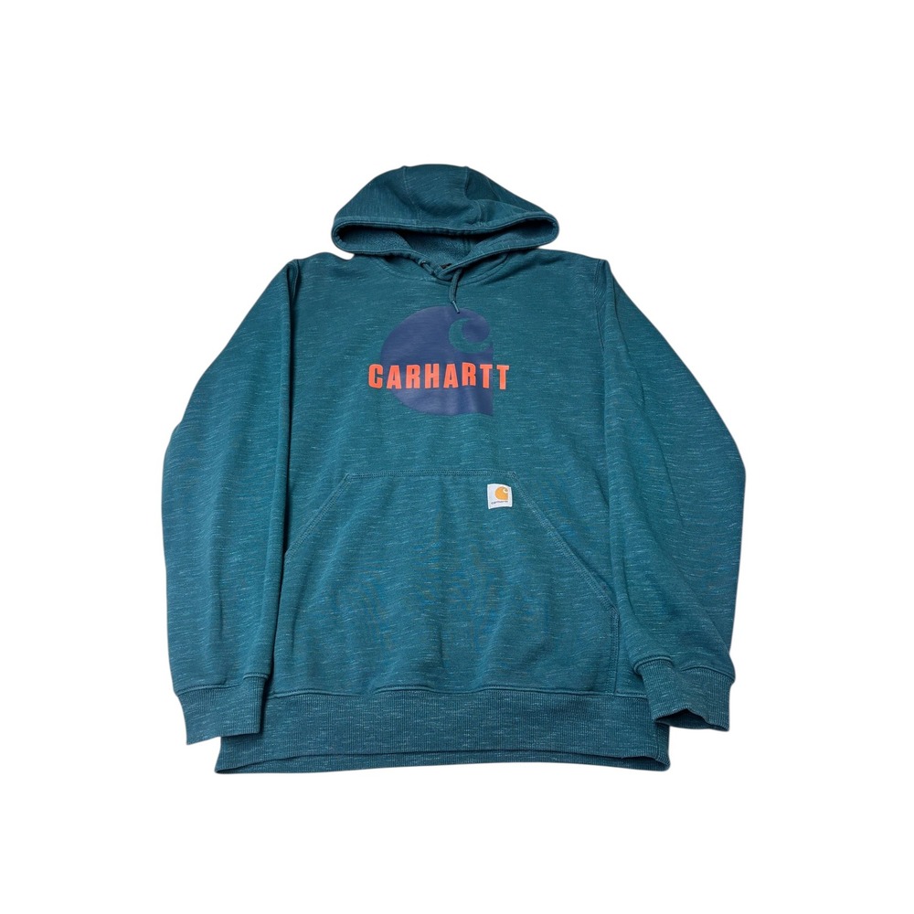 Carhartt Loose Fit Logo Graphic Hoodie Teal Blue Orange Mens Size‎ M